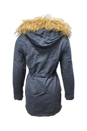 Tmberline Tb3434 Kadın Gabardin Kapüşonu Kürklü Kısa Boy Mont - Tb3434 - Lacivert - ST01709-Lacivert-M