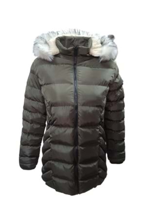 Jenerik J01804 Çocuk Kız Şişme Dolum Kapüşonlu Mont - J01804 - Haki