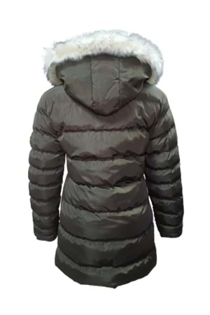 Jenerik J01804 Çocuk Kız Şişme Dolum Kapüşonlu Mont - J01804 - Haki