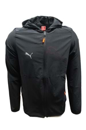 Puma P01812 Erkek Siyah Weather Jacket Kapüşonlu Futbol Yağmurluk - Puma - Oranj