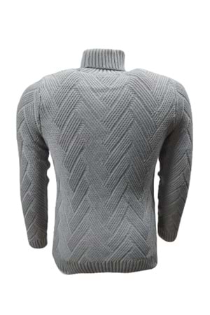 Ce-Ce C1033 Erkek Regular Fit Desenli Tam Balıkçı Boğazlı Kazak - ST01825-Gri-XL