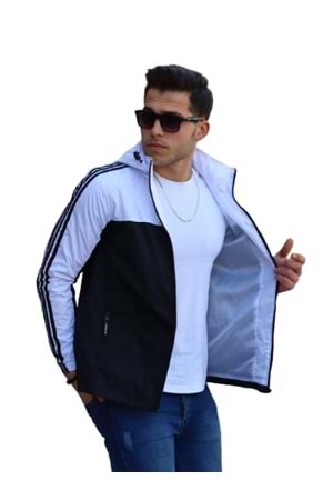 Adidas Erkek The Run Kapüşonlu Yağmurluk A-02074 - Beyaz - L