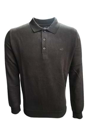 Rey Polo R02705 Erkek Basic Selanik Polo Yaka Sweatshirt - Rey Polo - Kahverengi