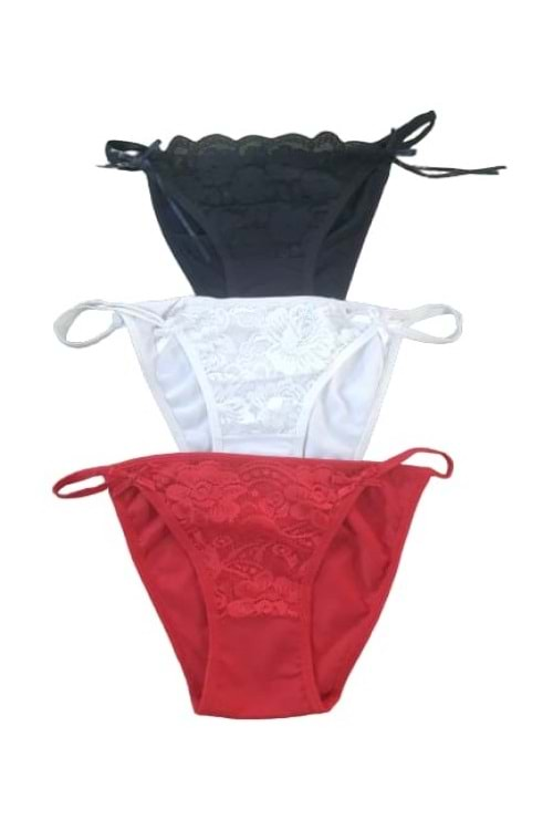 Atilla Kadın Fantazi Dantelli Bikini Külot A-00082 (3 Paket)