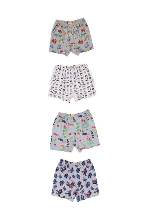 Ceylanoğlu C-345 Erkek Çocuk Empirme Likralı Boxer (4 lü Paket)