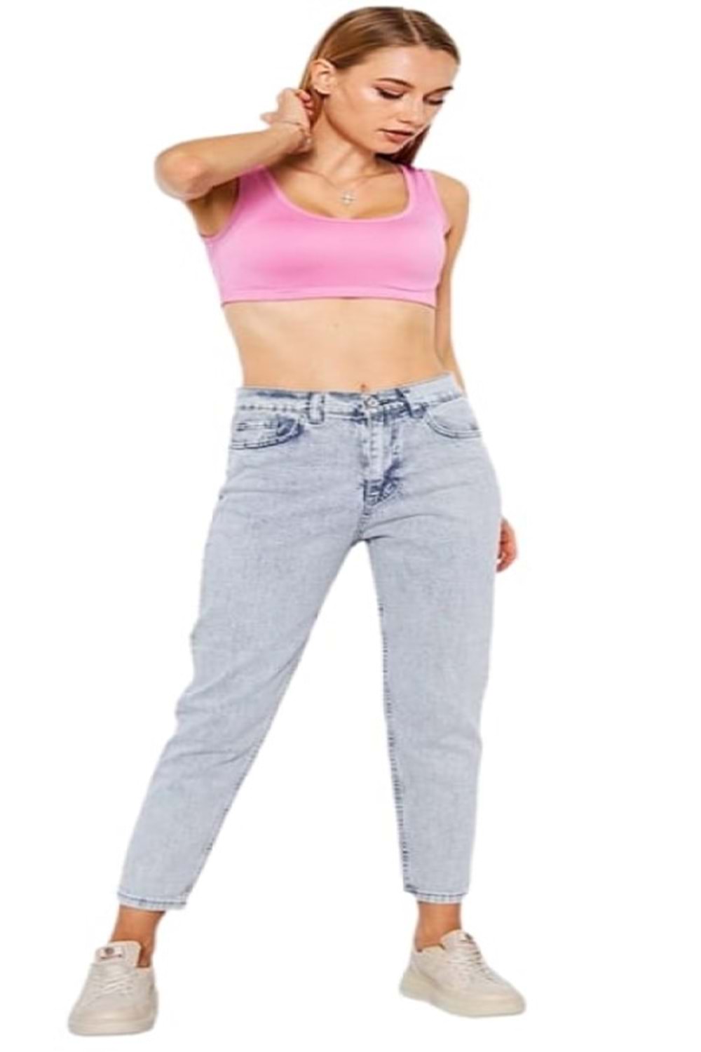 Hacker Kadın Denim Boyfriend Kar Yıkama Kot Pantolon Mona T133-768 - Füme