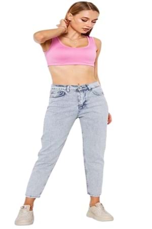 Hacker Kadın Denim Boyfriend Kar Yıkama Kot Pantolon Mona T133-768 - Füme