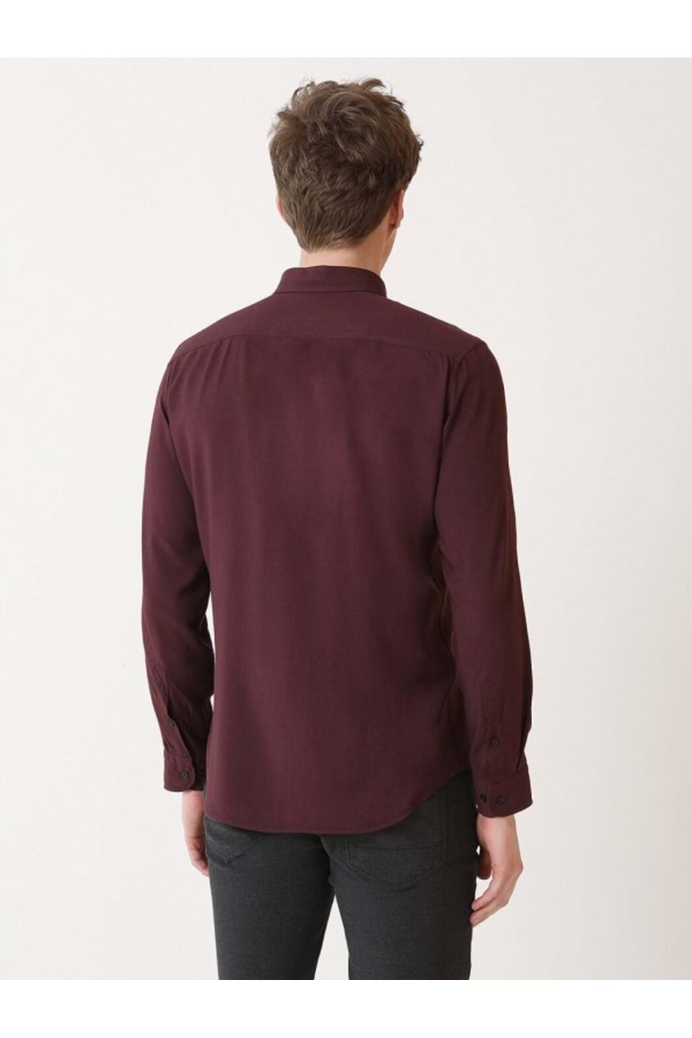 Coumas Erkek Slim Fit Poplin Likralı Gömlek C00017 - Bordo