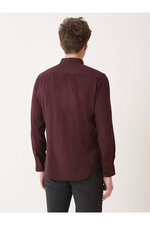 Coumas Erkek Slim Fit Poplin Likralı Gömlek C00017 - Bordo