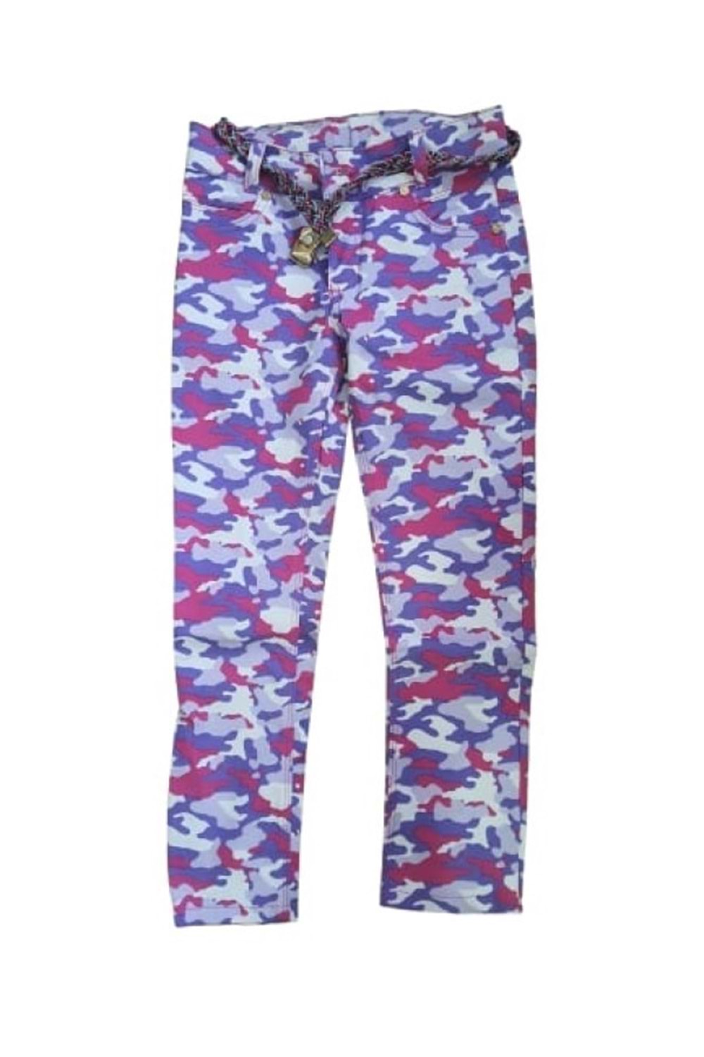 Pıtırık P00029 Çocuk Kız Desenli Likralı Kot Pantolon - Mor