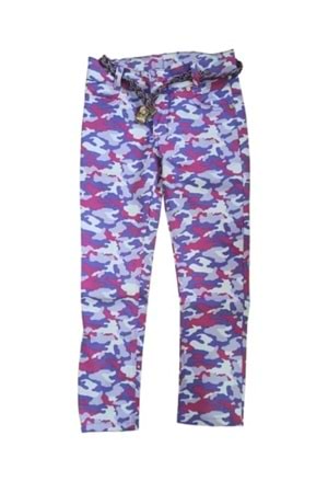 Pıtırık P00029 Çocuk Kız Desenli Likralı Kot Pantolon - Mor