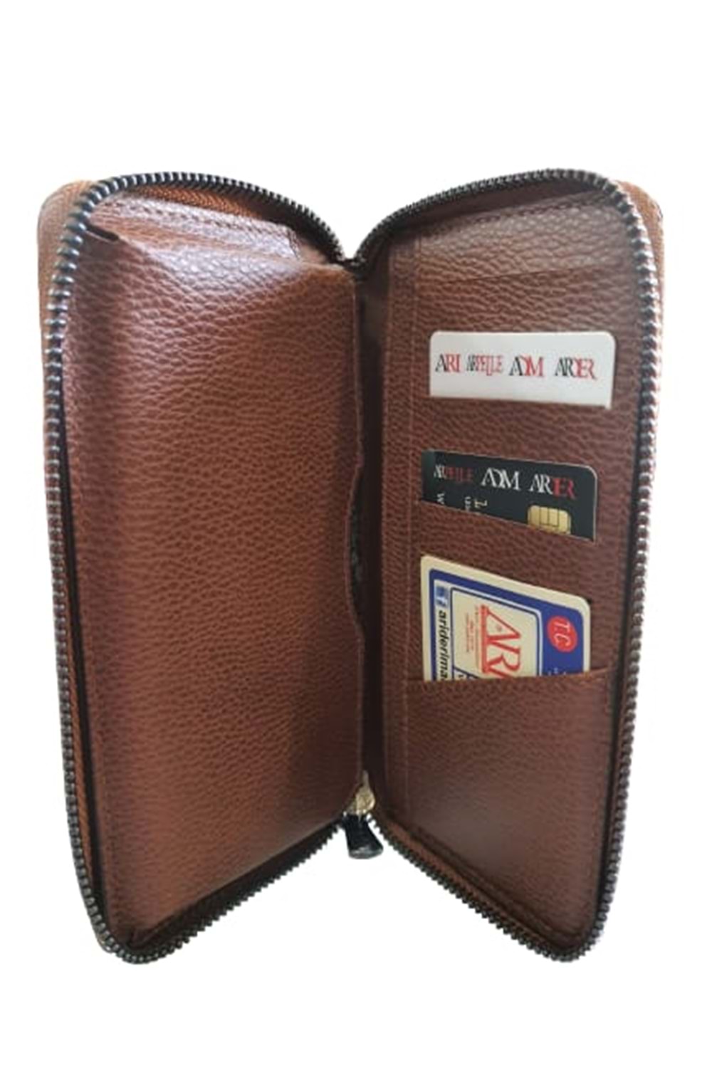 Arı A101 Kadın Fermuarlı Deri Cüzdan. A.Kahverengi - STANDART