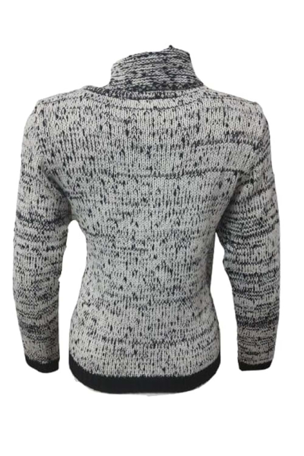 Hemera H00038 Kadın El Örgü Boğazlı Kalın Kazak - Mtn - Gri - ST00038-Gri-STANDART