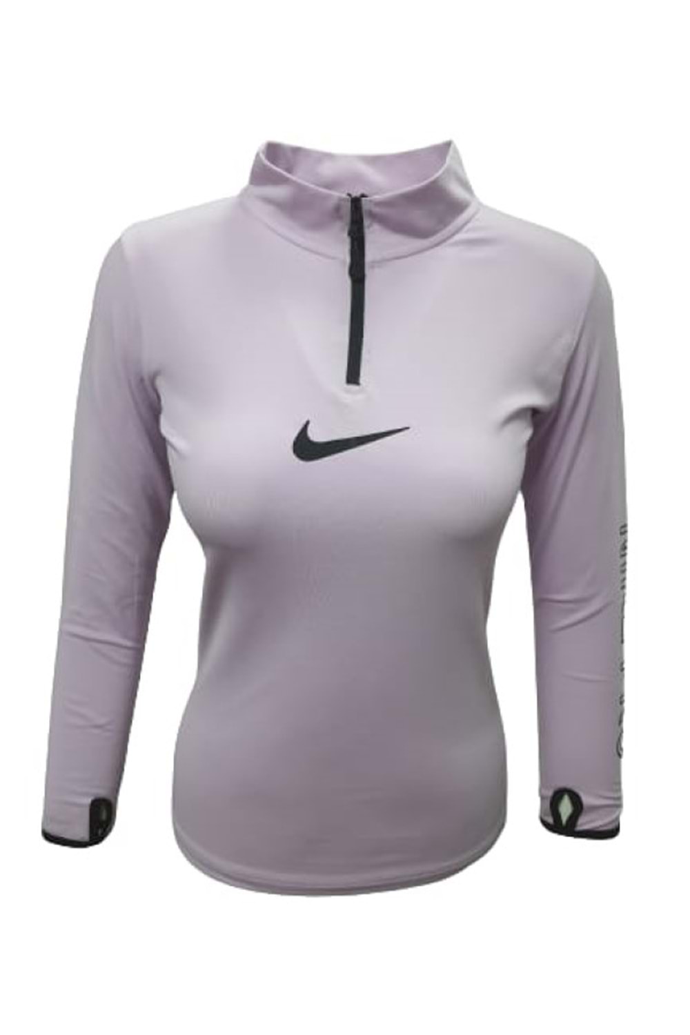 Nike 0743 Kadın Kolu Baskılı Pro Crop Sweatshirt - Mor - ST00151-Mor-XL