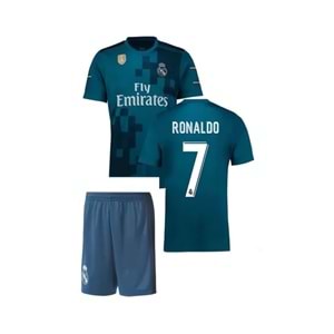 Ronaldo R00180 Turkuaz Real Madrid Çocuk Deplasman Forma 2017-2018
