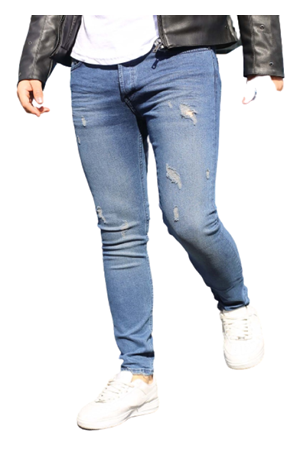Hacker S 1000-638 Erkek Denim Tom Lazer Tırnaklı Slim Likralı Kot Pantolon - Mavi - ST00229-Mavi-32