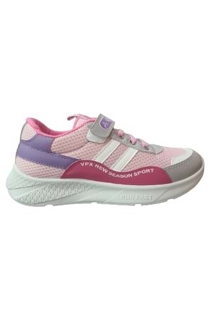 Bolimex ÇocuK Kız Cırtlı Bağcıklı Sneakers Spor Ayakkabı B-00233 - Pembe