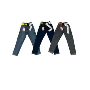 Miya 8109 Çocuk Kız Fosfor Kemeri Lastikli Kot Pantolon