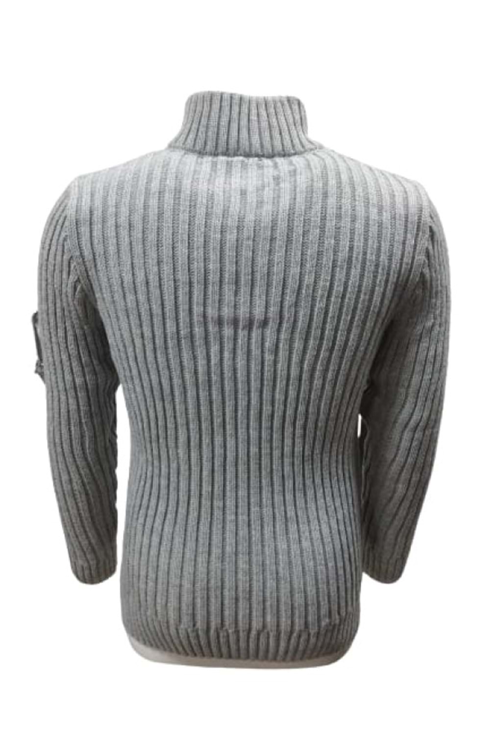 Ce-Ce C3179 Erkek Regular Fit Pamuklu Yarım Fermuarlı Dik Yaka Kazak - ST00265-Gri-XXL