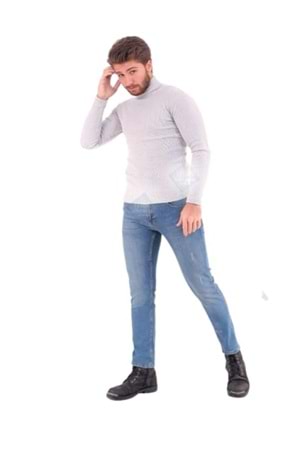 Hacker Erkek Denim Slim Likralı Lazer Tırnaklı Kot Pantolon Tom S 473-904 - Açık Mavi - 38