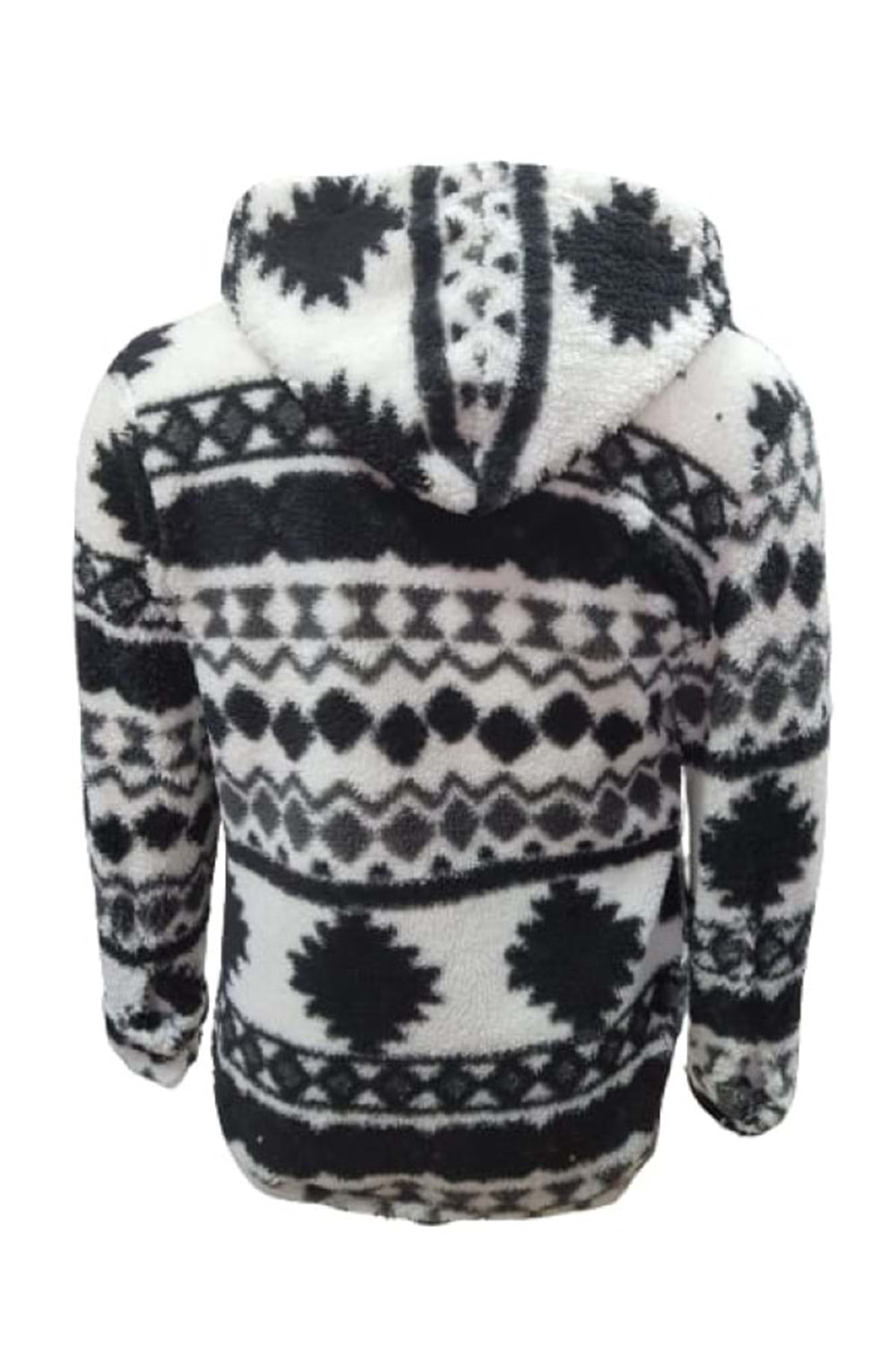 Yegua Y00431 Erkek Desenli Kuzu Peluş Hırka - Y00431 - Siyah - ST00431-Siyah-S