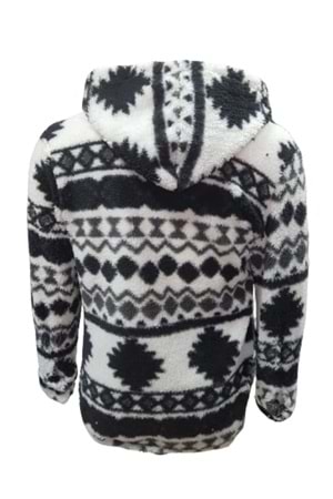 Yegua Y00431 Erkek Desenli Kuzu Peluş Hırka - Y00431 - Siyah - ST00431-Siyah-S