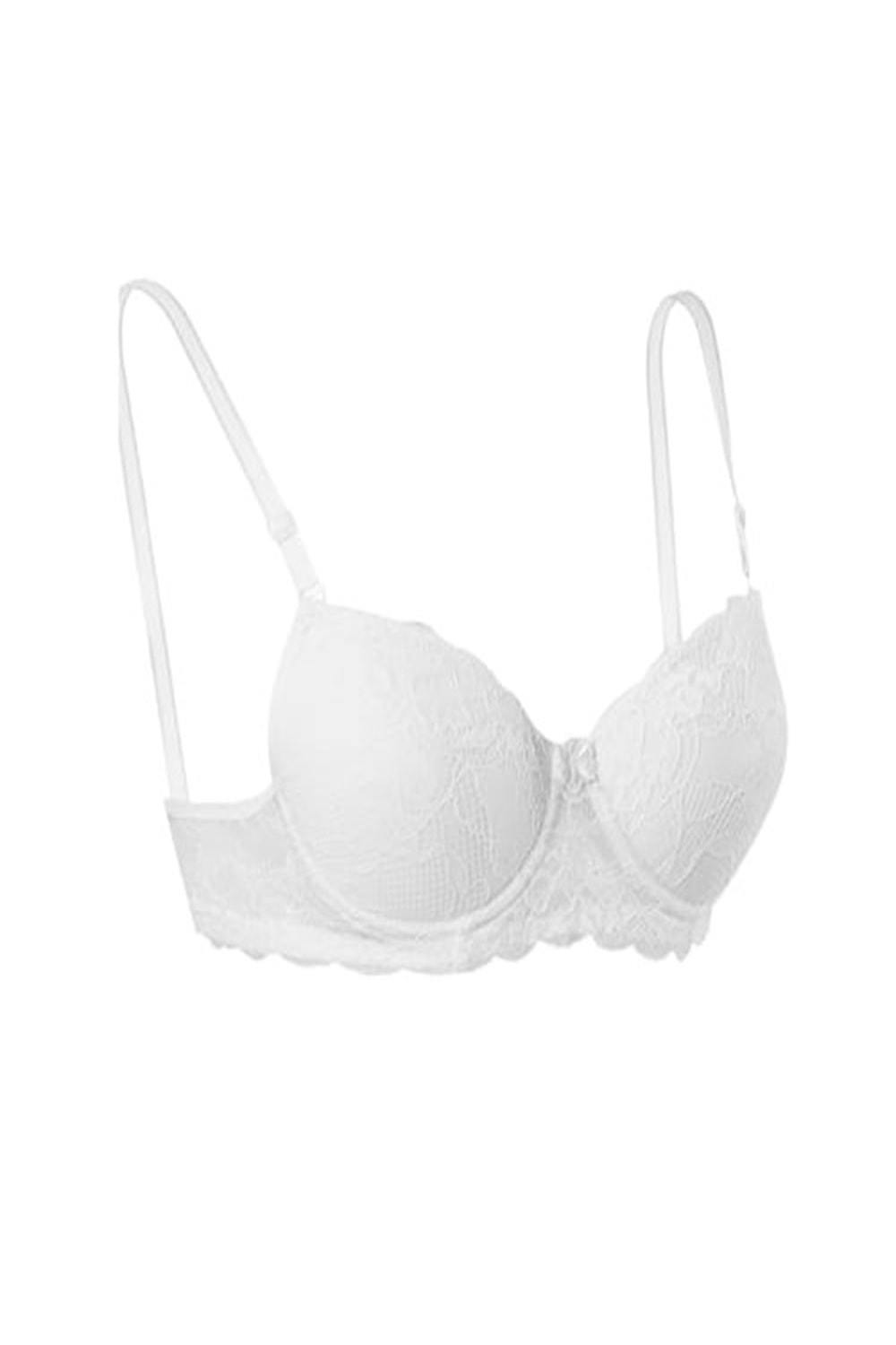 Ebru Kadın Slikonlu Boş Dantelli Sütyen E-1104 - Beyaz - 80