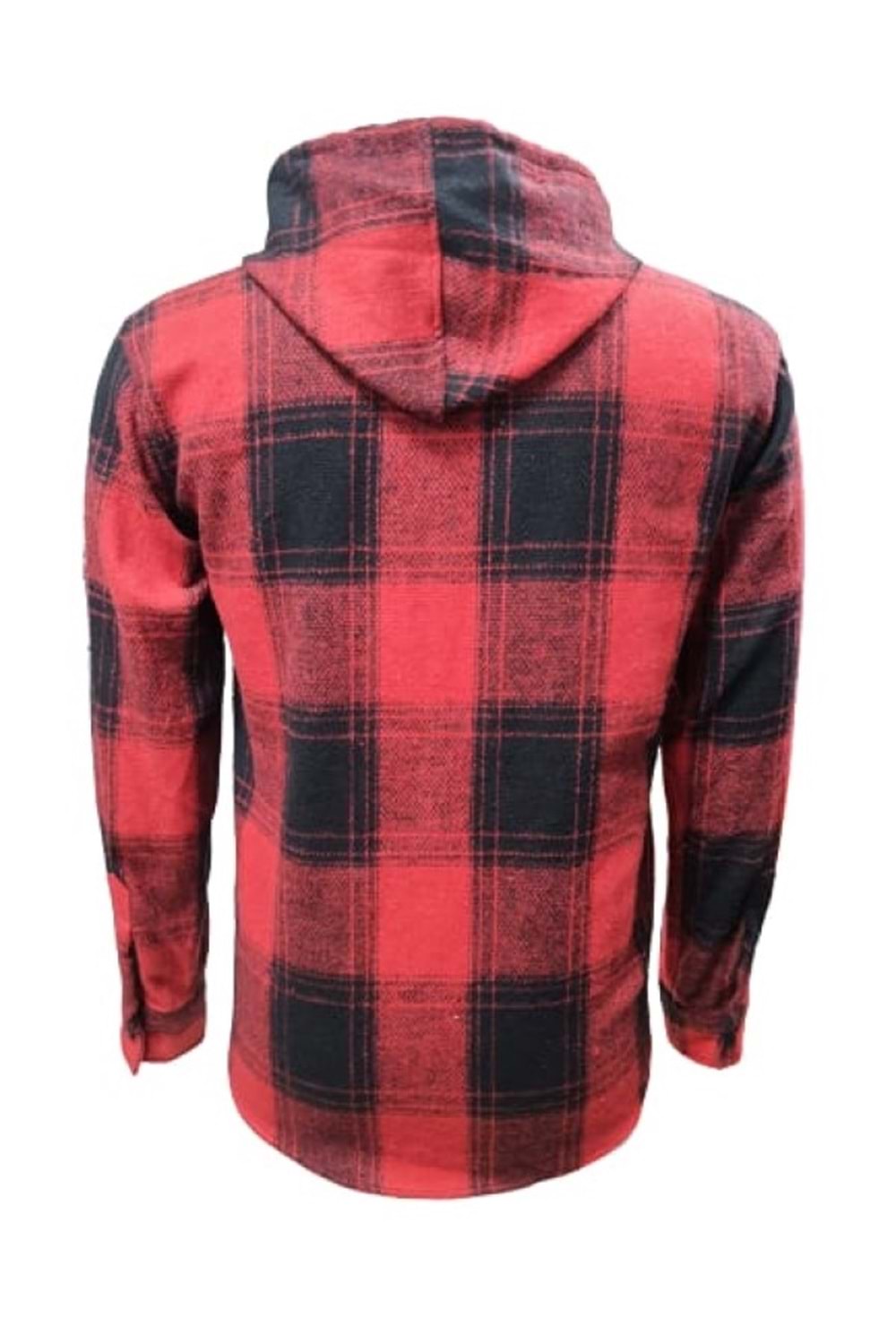 Ronex R00644 Erkek Oduncu Kapüşonlu Düğmeli Ekose Büyük Kareli Gömlek - ST00644-Kırmızı-S