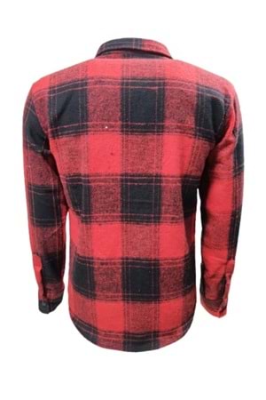 Ronex R00710 Erkek Oduncu Cepsiz Düğmeli Kareli Gömlek - ST00710-Kırmızı-XXL