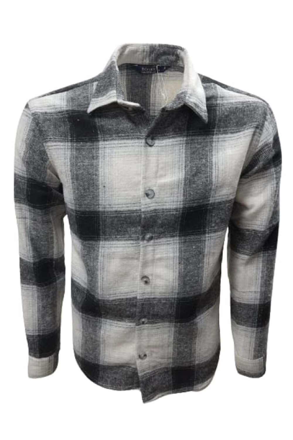 Ronex R00710 Erkek Oduncu Cepsiz Düğmeli Kareli Gömlek - R00710 - Siyah - ST00710-Siyah-XL