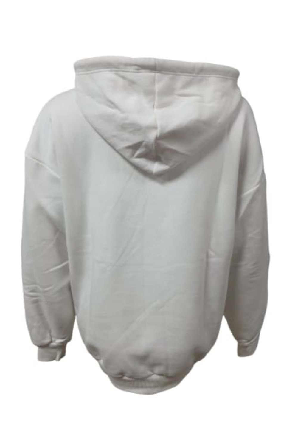 Z&M Fashion Z00728 Kadın Oversize Kapüşonlu Üç İplik Sweatshirt - Z00728 - Beyaz - ST00728-Beyaz-L