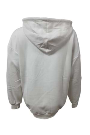 Z&M Fashion Z00728 Kadın Oversize Kapüşonlu Üç İplik Sweatshirt - Z00728 - Beyaz - ST00728-Beyaz-L