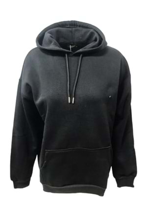 Z&M Fashion Z00728 Kadın Oversize Kapüşonlu Üç İplik Sweatshirt - Z00728 - Siyah - ST00728-Siyah-S