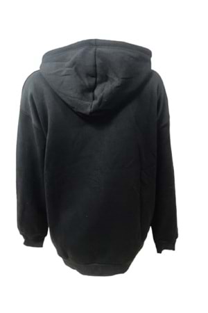 Z&M Fashion Z00728 Kadın Oversize Kapüşonlu Üç İplik Sweatshirt - Z00728 - Siyah - ST00728-Siyah-S