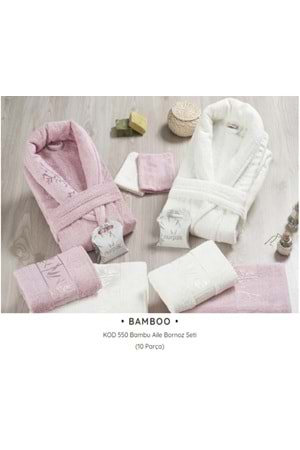 Nurpak N550 Bamboo Aile Bornoz Seti 00240 - N550 - Bej-Krem
