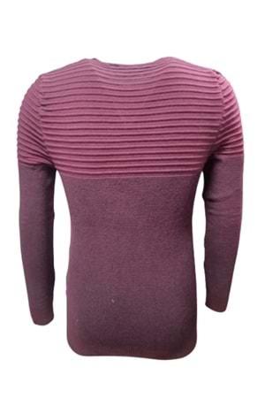 Ce-Ce C3532 Erkek Basic Triko Bisiklet Yaka İnce Kazak - C3532 - Bordo - ST00769-Bordo-XXL