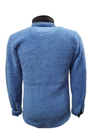 Yegua Y00788 Erkek Düz Kuzu Peluş Gömlek - Mavi - ST00788-Mavi-L