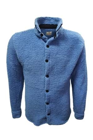 Yegua Y00788 Erkek Düz Kuzu Peluş Gömlek - Mavi - ST00788-Mavi-M