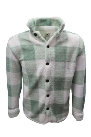 Yegua Y00789 Erkek Kareli Kuzu Peluş Gömlek - Y00789 - Yeşil - ST00789-Yeşil-XL