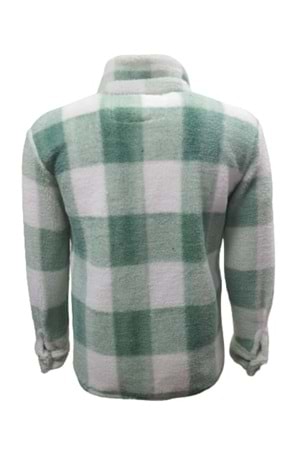 Yegua Y00789 Erkek Kareli Kuzu Peluş Gömlek - Y00789 - Yeşil - ST00789-Yeşil-XL