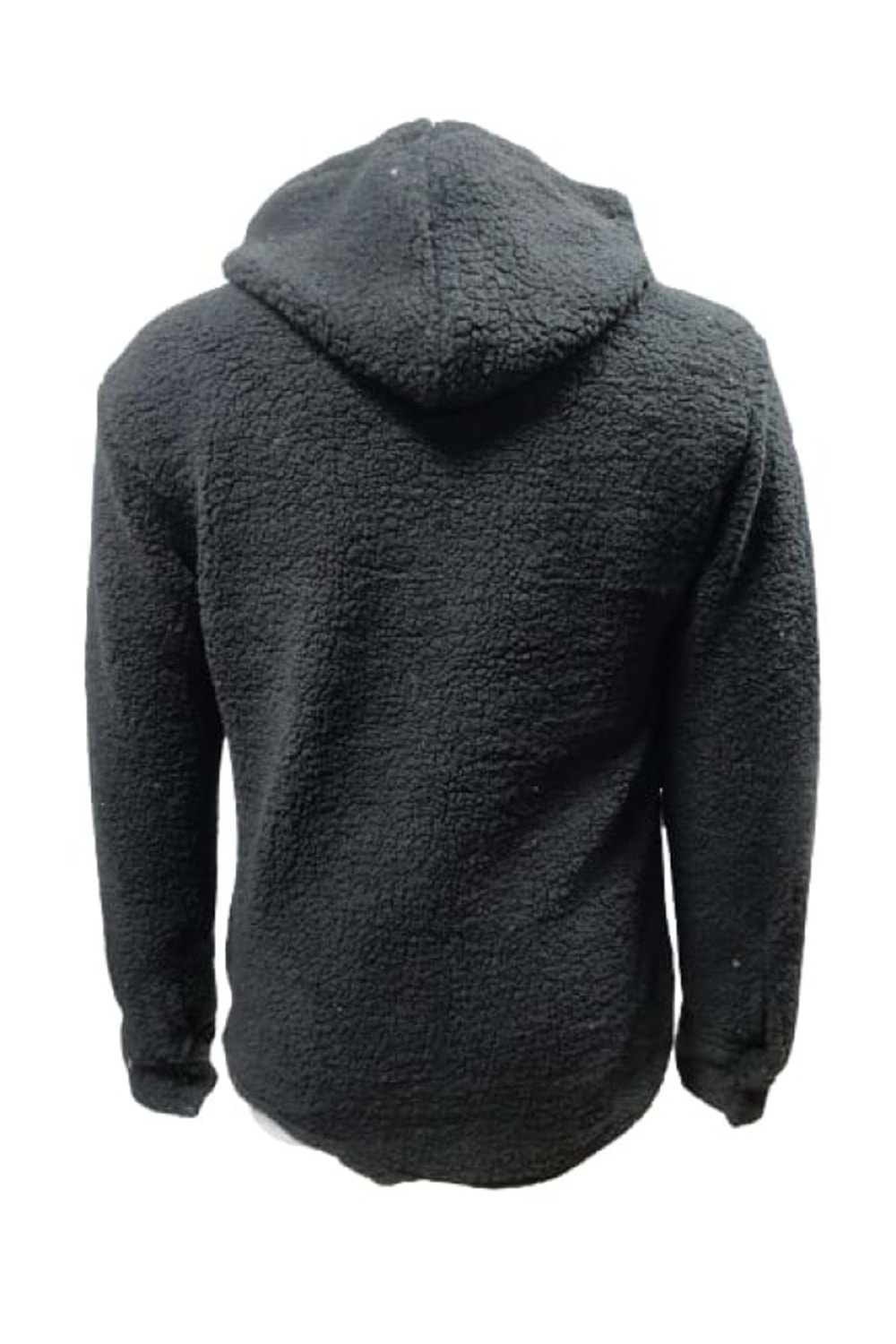 Yegua Y00791 Erkek Kapüşonlu Kuzu Peluş Hırka - Y00791 - Siyah - ST00791-Siyah-L