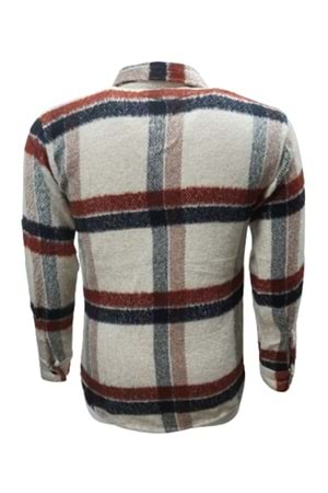 Yegua Y00806 Erkek Ekose Kareli Peluş Gömlek - Y00806 - Kahverengi - ST00806-Kahverengi-S