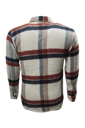 Yegua Y00806 Erkek Ekose Kareli Peluş Gömlek - Y00806 - Kahverengi - ST00806-Kahverengi-XXL