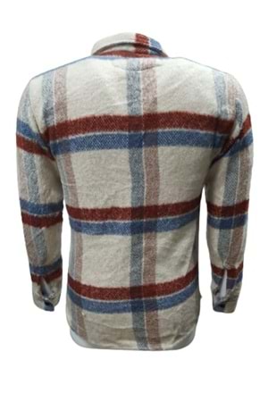 Yegua Y00806 Erkek Ekose Kareli Peluş Gömlek - Y00806 - Mavi - ST00806-Mavi-XL