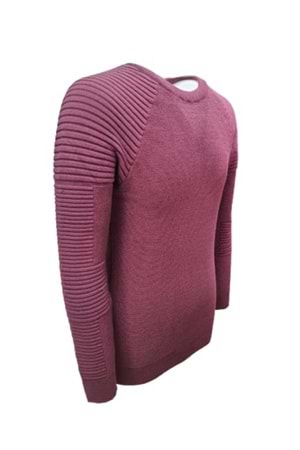 Ce-Ce C3733 Erkek Basic Triko Bisiklet Yaka İnce Kazak - C3733 - Bordo - ST00808-Bordo-M