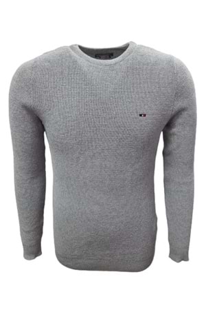 Ce-Ce C3210 Erkek Basic Triko Bisiklet İnce Kazak - C3210 - Gri - ST00810-Gri-XXL