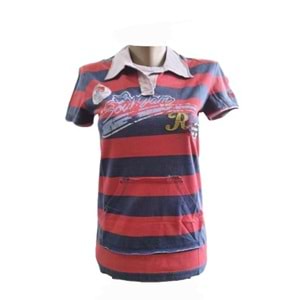 Xınt Kadın Polo Yaka Çizgili T-Shirt 6019