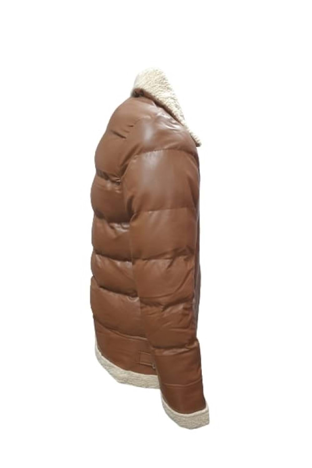 Zagmen Z01037 Erkek Yakası Kürklü Fermuarlı Deri Ceket - Z01037 - Açık Kahverengi - ST01037-Açık Kahverengi-S