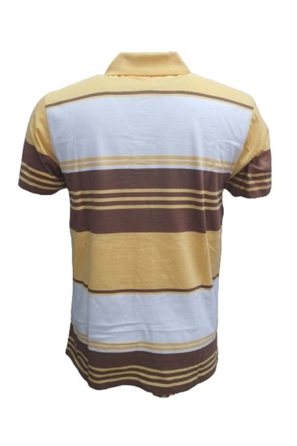 Mcl M22068 Erkek Polo Yaka Kısa Kol Çizgili Penye T-shirt - Sarı