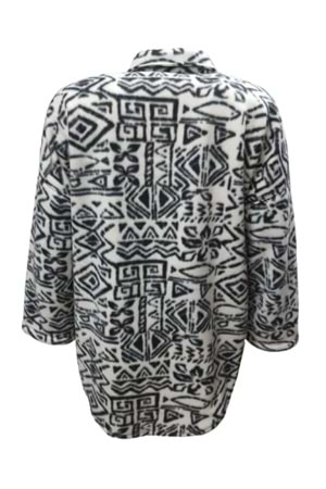 Viya V01076 Kadın Polar Oversize Desenli Düğmeli Hırka - V01076 - Siyah - ST01076-Siyah-XL